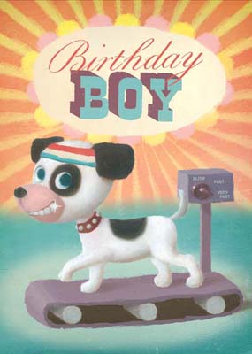 Birthday Boy Gym Dog Greeting Card by Stephen Mackey - Click Image to Close
